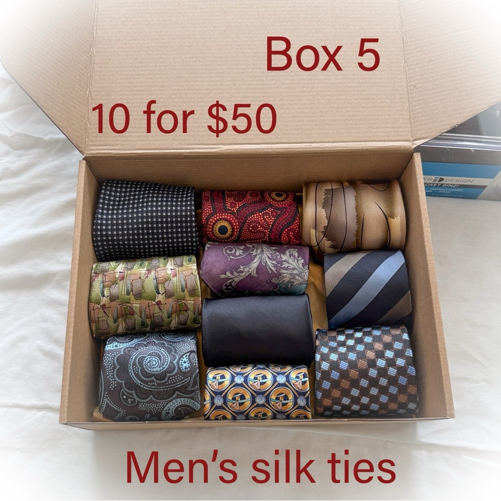 Box 5 - Men's Silk Ties - Elegant Assortment 10 ties for $50